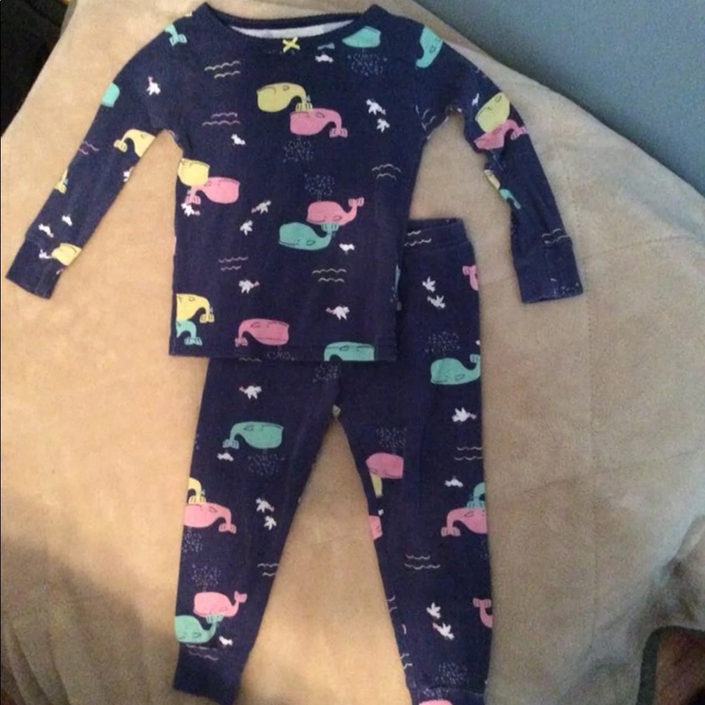 24 month Navy And whales pjs
